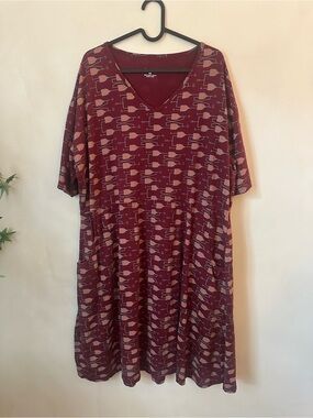 Svaha Burgundy Mini Dress with Geometric Wine Glass Print 4X